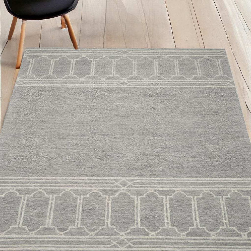 5' X 7' Grey Geometric Pattern Wool Indoor Area Rug - Homeroots - Flyclothing LLC