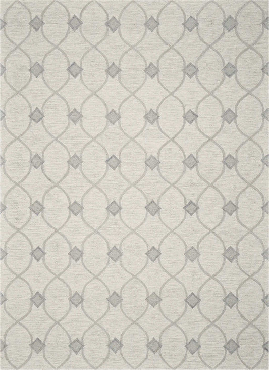5' X 7' Ivory Hand Tufted Wool Ogee Indoor Area Rug - Homeroots - Flyclothing LLC