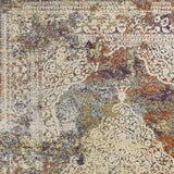 5' X 8' Ivory Navy and Orange Medallion Area Rug - Homeroots - Flyclothing LLC