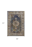 5' X 8' Navy Gold and Ivory Floral Medallion Area Rug - Homeroots - Flyclothing LLC