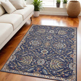 5' X 8' Navy Gold and Ivory Oriental Area Rug - Homeroots - Flyclothing LLC