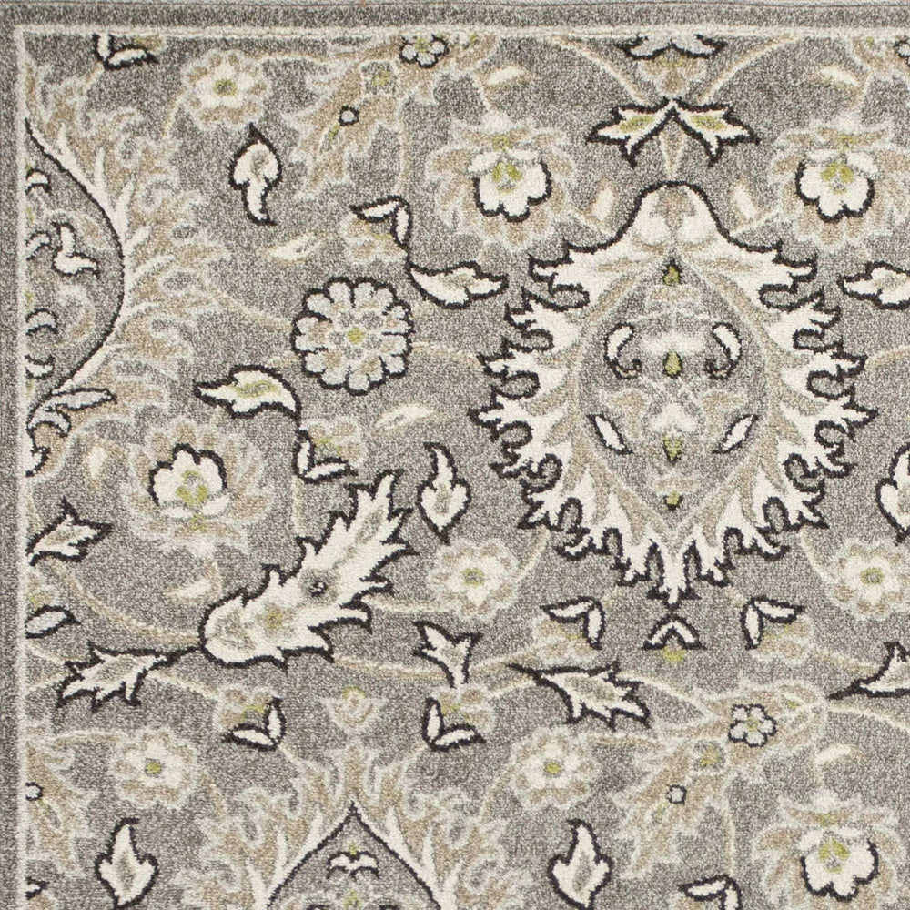7' X 9' Gray and Ivory Floral Vines Area Rug With UV Protection - Homeroots - Flyclothing LLC