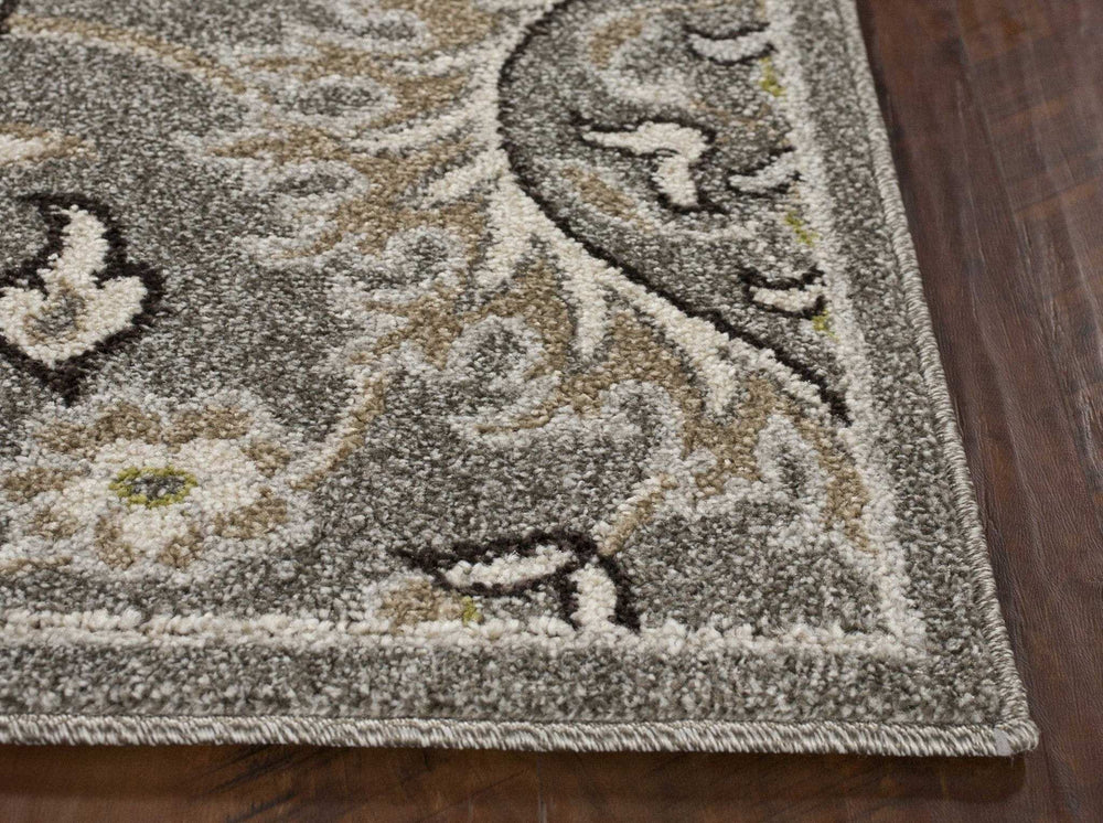 7' X 9' Gray and Ivory Floral Vines Area Rug With UV Protection - Homeroots - Flyclothing LLC