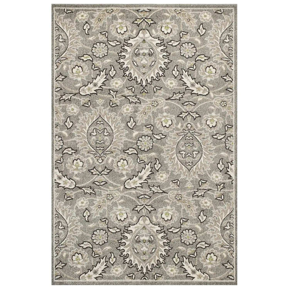 7' X 9' Gray and Ivory Floral Vines Area Rug With UV Protection - Homeroots - Flyclothing LLC