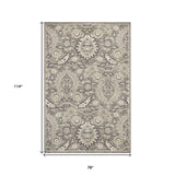 7' X 9' Gray and Ivory Floral Vines Area Rug With UV Protection - Homeroots - Flyclothing LLC