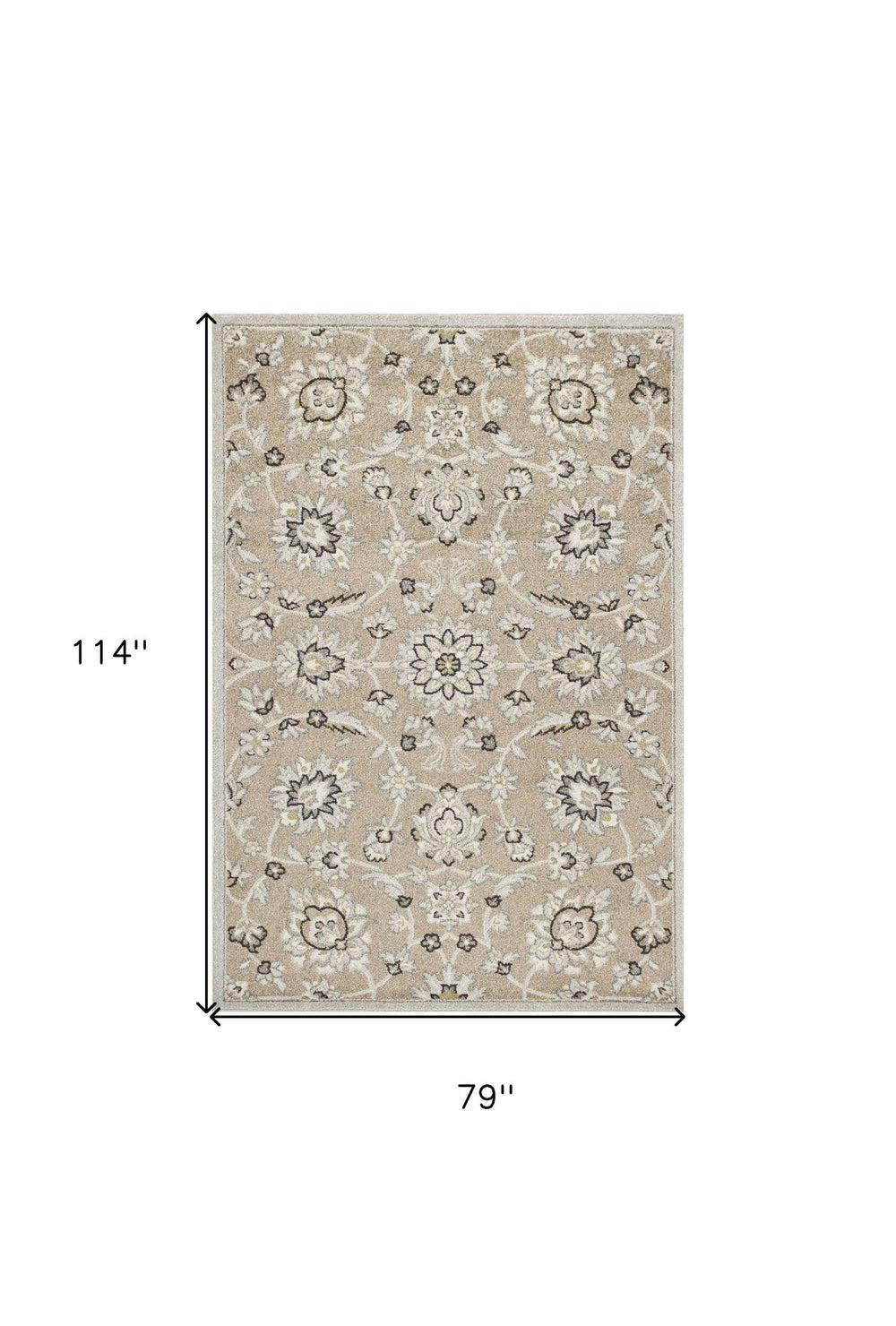 7' X 10' Gray And Ivory Floral Indoor Outdoor Area Rug - Homeroots - Flyclothing LLC