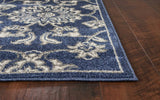 7' X 9' Denim Floral Vine Uv Treated Indoor Area Rug - Homeroots - Flyclothing LLC