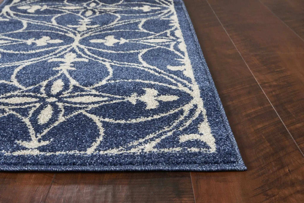 7' X 9' Denim Vintage Trellis Uv Treated Indoor Area Rug - Homeroots - Flyclothing LLC