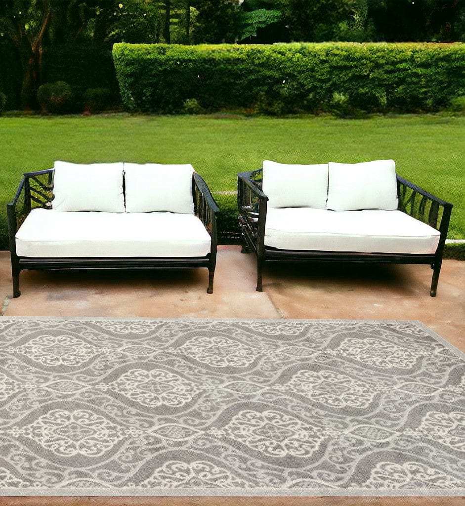 7' X 10' Silver Moroccan Indoor Outdoor Area Rug - Homeroots - Flyclothing LLC