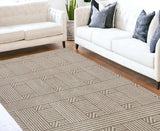 7' X 9' Beige and Ivory Geometric Indoor Outdoor Area Rug - Homeroots - Flyclothing LLC