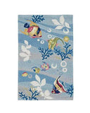 5' X 8' Blue Hand Hooked Marine Life Indoor Area Rug - Homeroots - Flyclothing LLC
