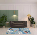 5' X 8' Blue Hand Hooked Marine Life Indoor Area Rug - Homeroots - Flyclothing LLC