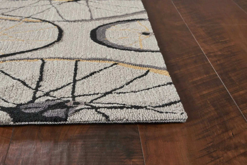 5' X 8' Grey Hand Hooked Wheels Indoor Area Rug - Homeroots - Flyclothing LLC