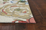 5' X 8' Sand Beige Hand Hooked Oversized Floral Indoor Area Rug - Homeroots - Flyclothing LLC