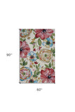 5' X 8' Sand Beige Hand Hooked Oversized Floral Indoor Area Rug - Homeroots - Flyclothing LLC