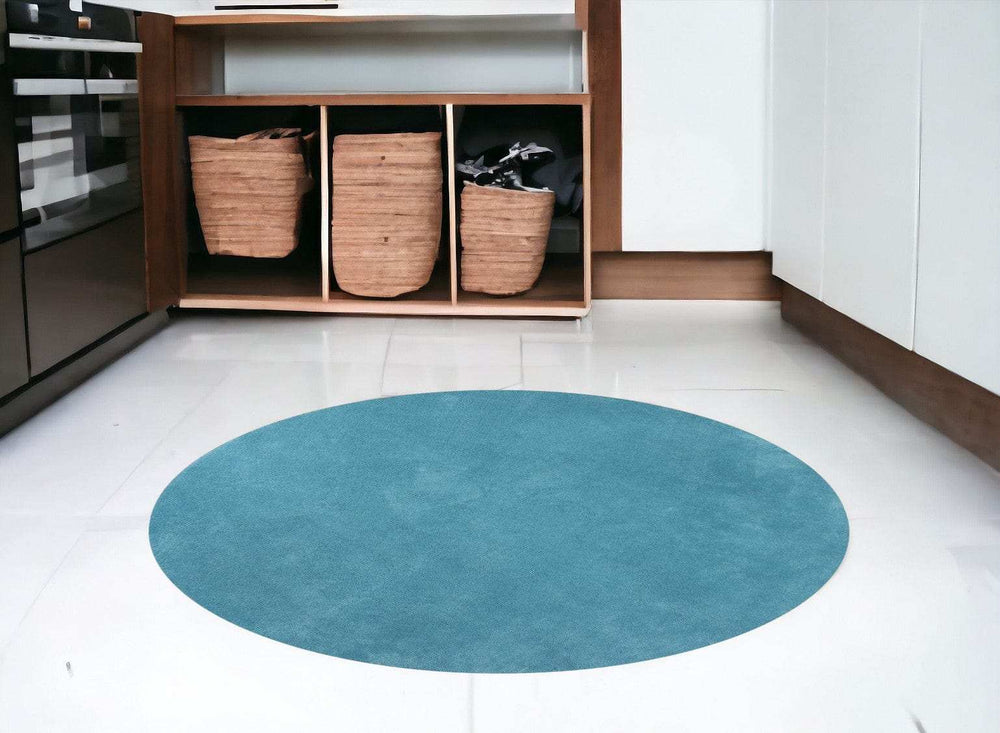 6' Highlighter Blue Round Indoor Shag Rug - Homeroots - Flyclothing LLC
