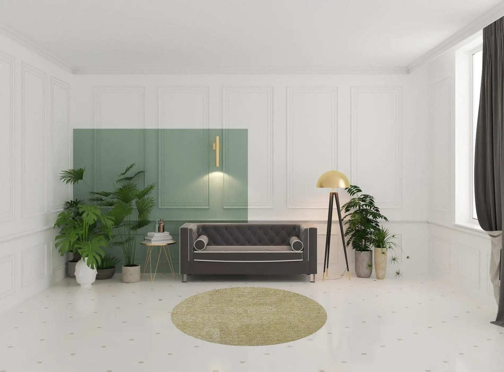 6' Yellow Heather Round Indoor Shag Rug - Homeroots - Flyclothing LLC