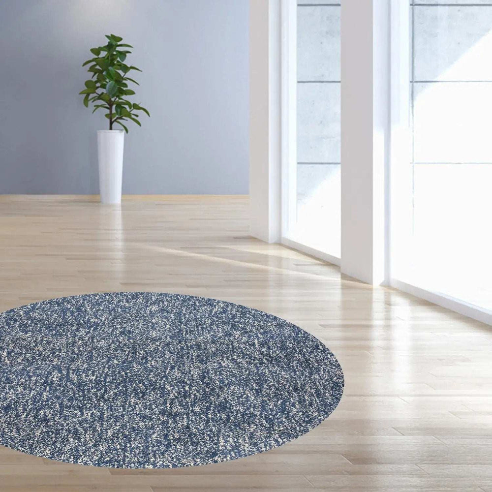 6' Round Indigo Or Ivory Heather Plain Indoor Area Rug - Homeroots - Flyclothing LLC