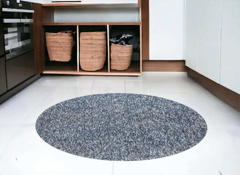 6' Round Indigo Or Ivory Heather Plain Indoor Area Rug - Homeroots - Flyclothing LLC
