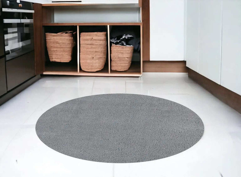 6' Grey Round Indoor Shag Rug - Homeroots - Flyclothing LLC