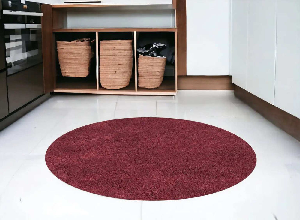 6' Round Polyester Red Area Rug - Homeroots - Flyclothing LLC