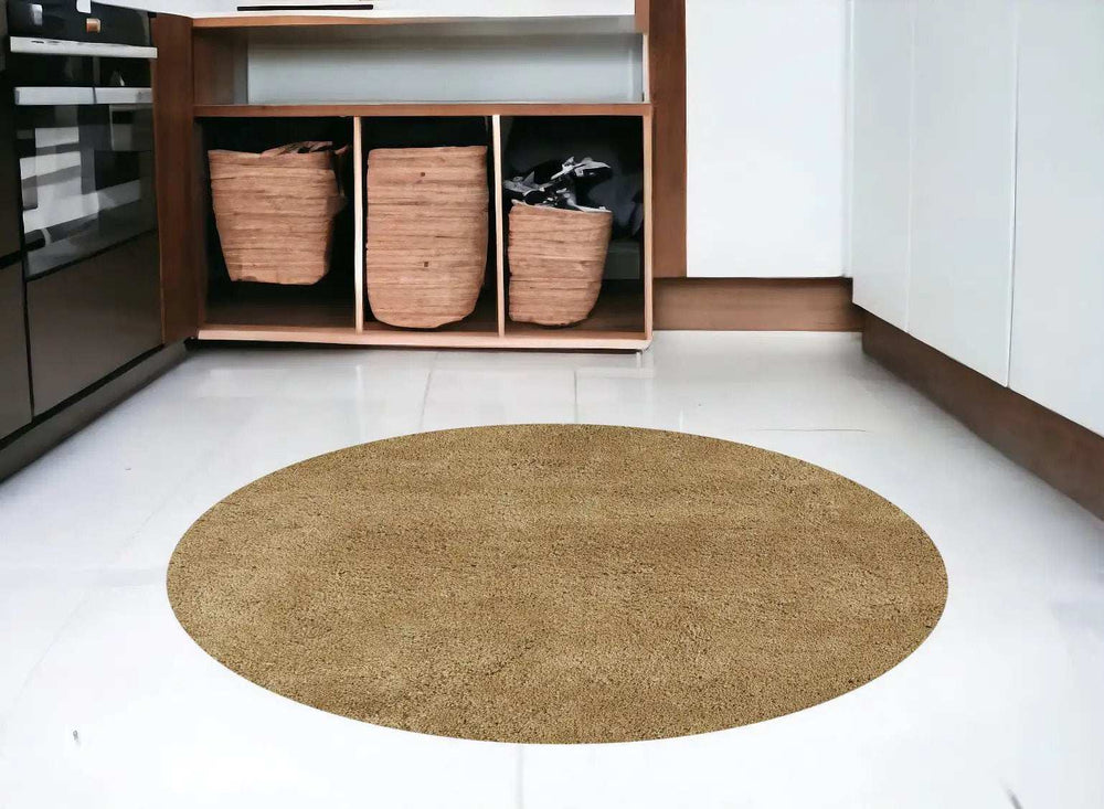 6' Gold Round Indoor Shag Rug - Homeroots - Flyclothing LLC