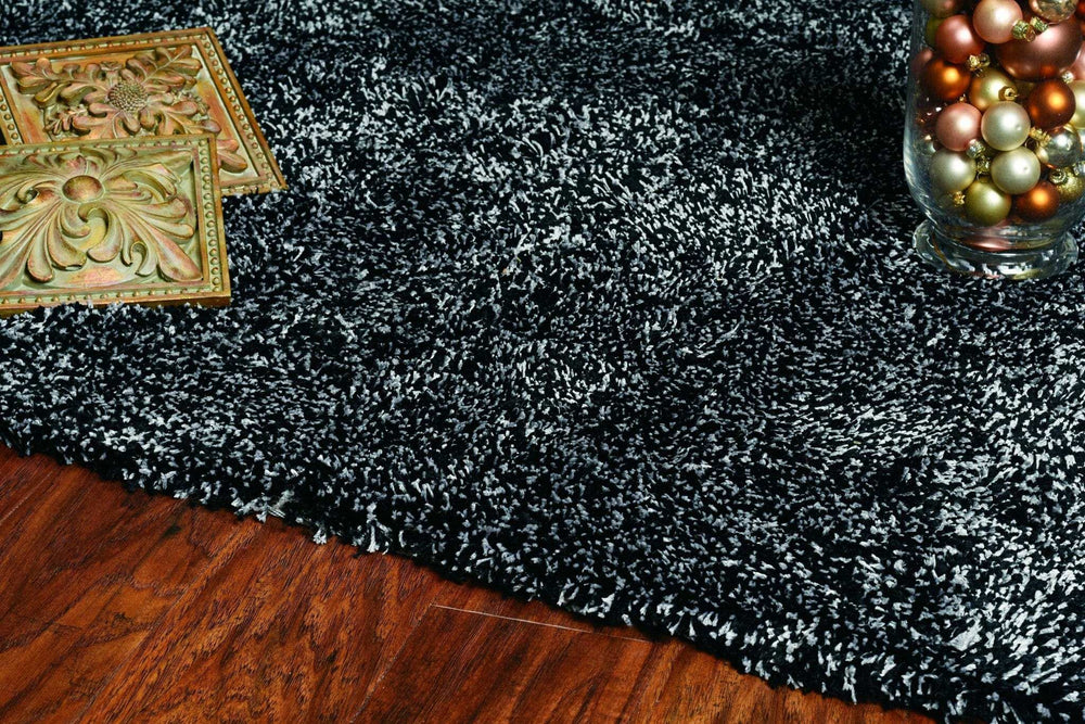 5' X 7' Black Heather Indoor Shag Rug - Homeroots - Flyclothing LLC