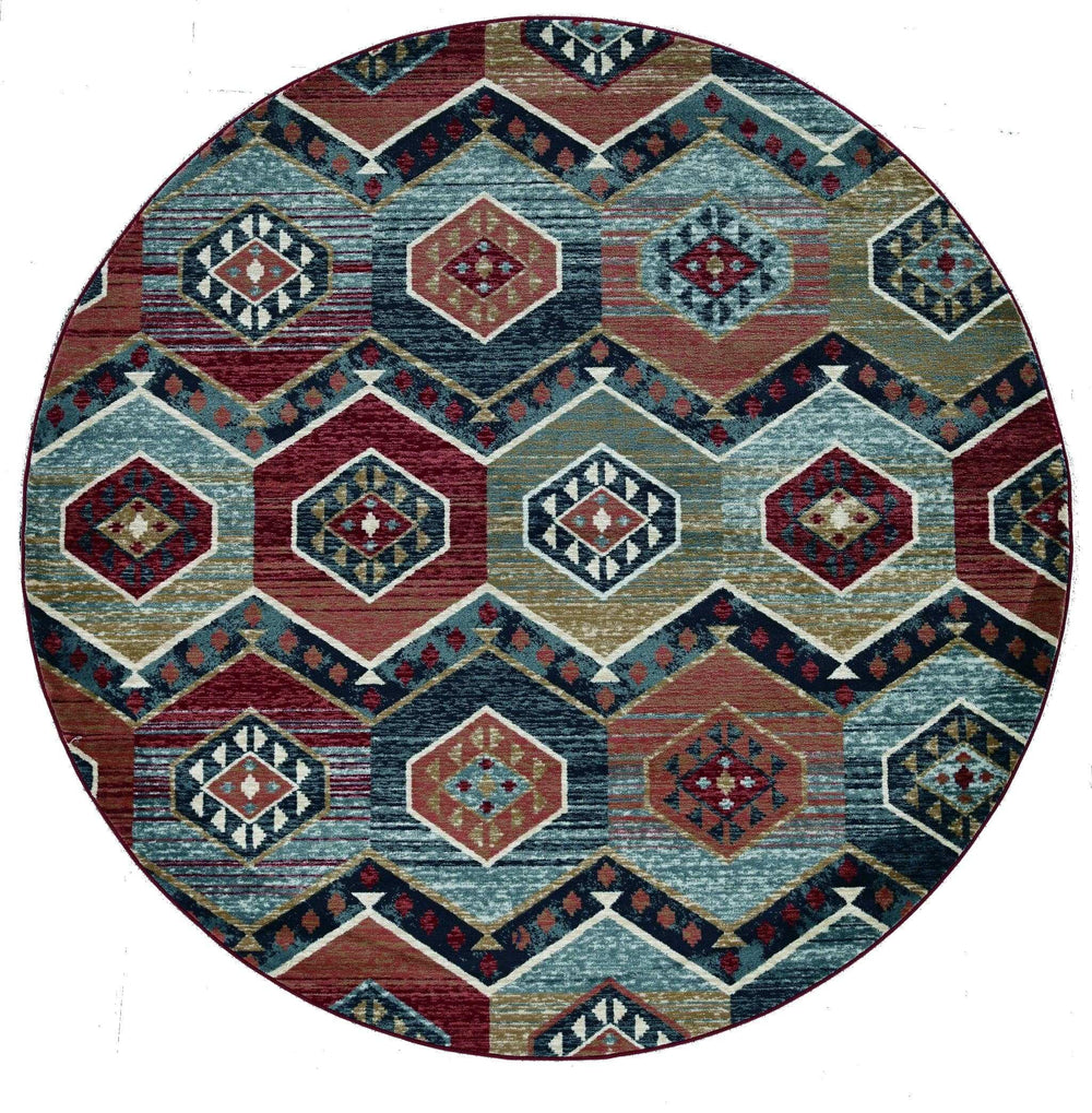 7' Red Round Area Rug - Homeroots - Flyclothing LLC