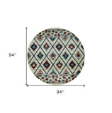 8' Ivory Machine Woven Geometric Lodge Round Indoor Area Rug - Homeroots - Flyclothing LLC