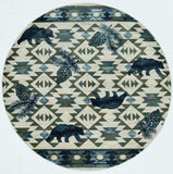 7' Round Ivory Or Blue Geometric Lodge Pattern Indoor Area Rug - Homeroots - Flyclothing LLC