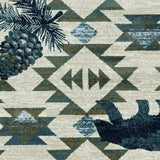 7' Round Ivory Or Blue Geometric Lodge Pattern Indoor Area Rug - Homeroots - Flyclothing LLC