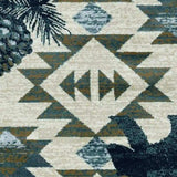 7' Round Ivory Or Blue Geometric Lodge Pattern Indoor Area Rug - Homeroots - Flyclothing LLC