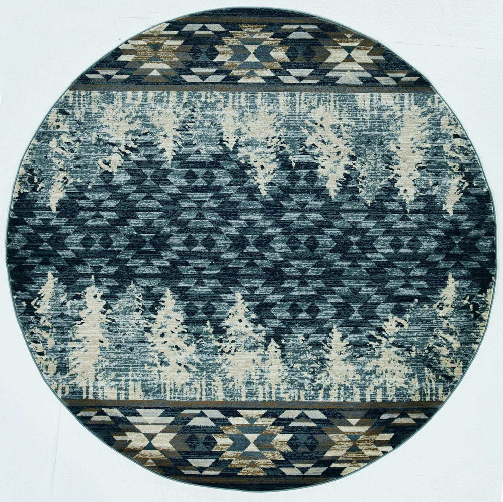 8' Slate Blue Round Area Rug - Homeroots - Flyclothing LLC
