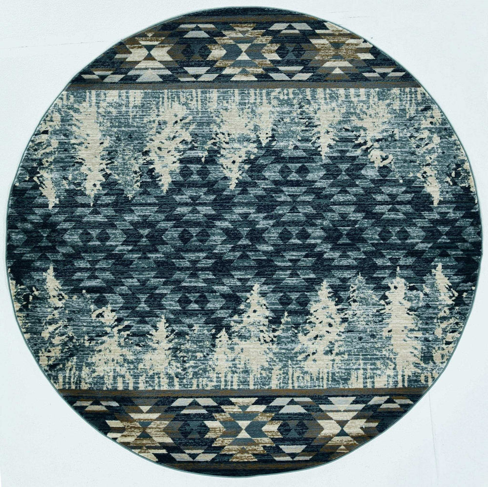 8' Slate Blue Round Area Rug - Homeroots - Flyclothing LLC