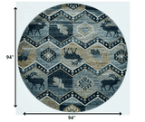 8' Blue And Green Round Geometric Area Rug - Homeroots - Flyclothing LLC