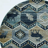8' Blue And Green Round Geometric Area Rug - Homeroots - Flyclothing LLC