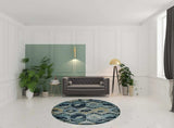 8' Blue And Green Round Geometric Area Rug - Homeroots - Flyclothing LLC