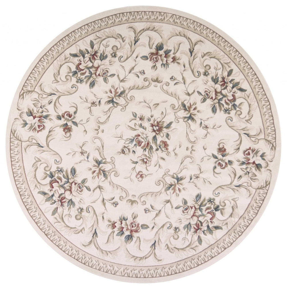 8' Round Polypropylene Ivory Area Rug - Homeroots - Flyclothing LLC