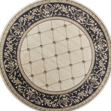 8' Ivory Grey Floral Round Indoor Area Rug - Homeroots - Flyclothing LLC