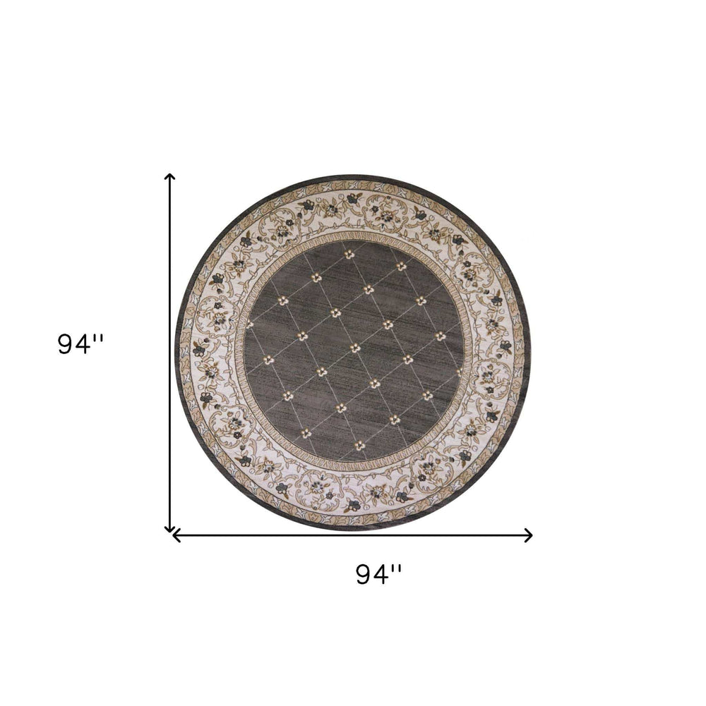 8' Round Polypropylene Grey Or Ivory Area Rug - Homeroots - Flyclothing LLC