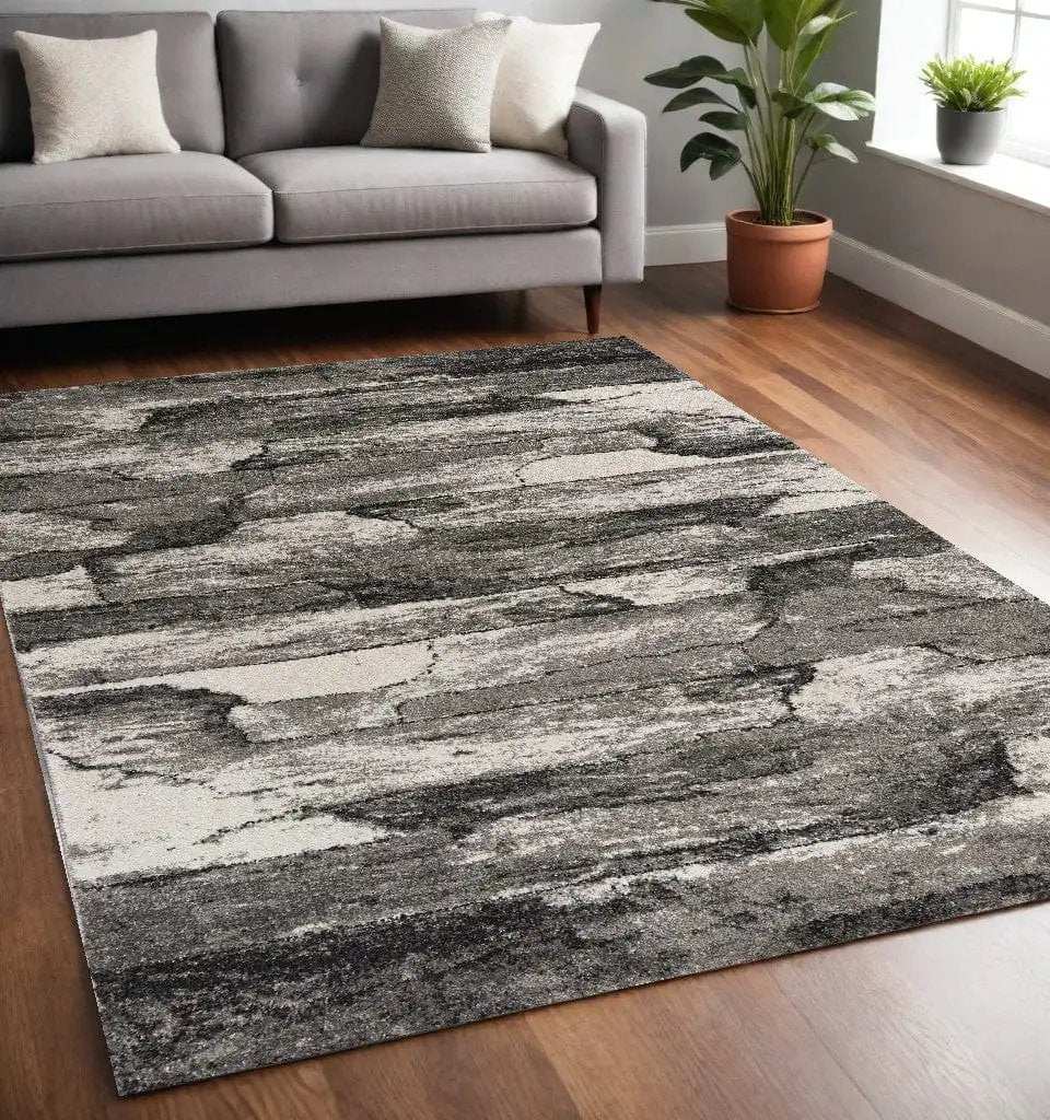 5' X 8' Gray Abstract Area Rug - Homeroots - Flyclothing LLC