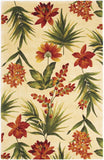 3' X 5' Ivory Green and Orange Wool Tropical Floral Handmade Area Rug - Homeroots - Flyclothing LLC