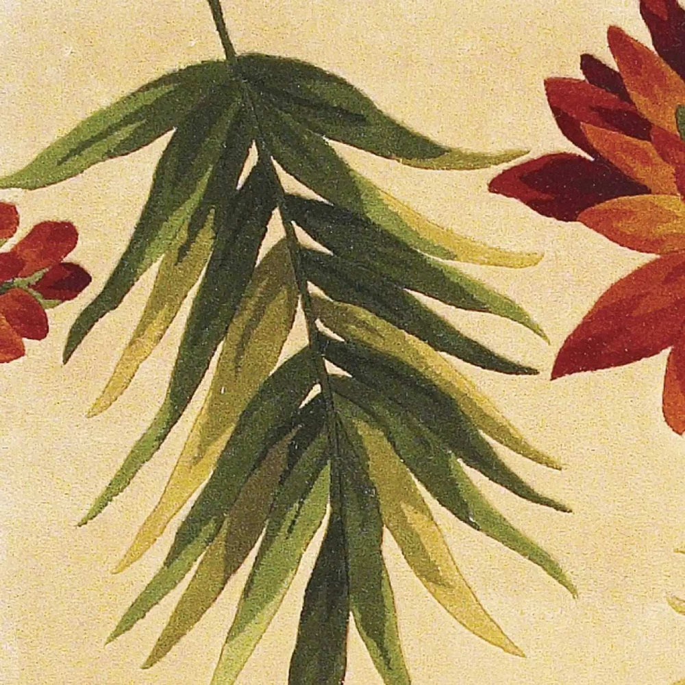 3' X 5' Ivory Green and Orange Wool Tropical Floral Handmade Area Rug - Homeroots - Flyclothing LLC