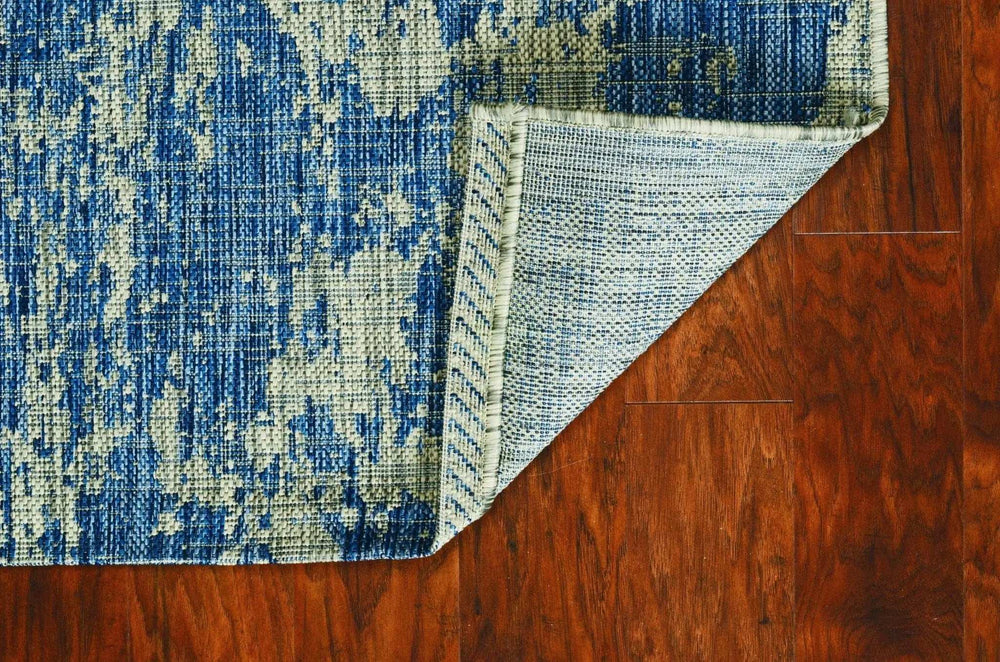 8' X 11' Grey Or Denim Abstract Brushstrokes Uv Treated Indoor Area Rug - Homeroots - Flyclothing LLC