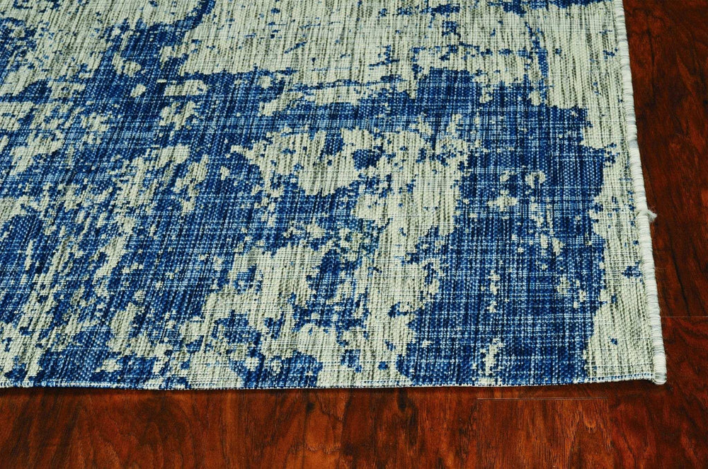 8' X 11' Grey Or Denim Abstract Brushstrokes Uv Treated Indoor Area Rug - Homeroots - Flyclothing LLC