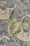 3' X 5' Blue Or Green Tropical Leaves Wool Indoor Area Rug - Homeroots - Flyclothing LLC