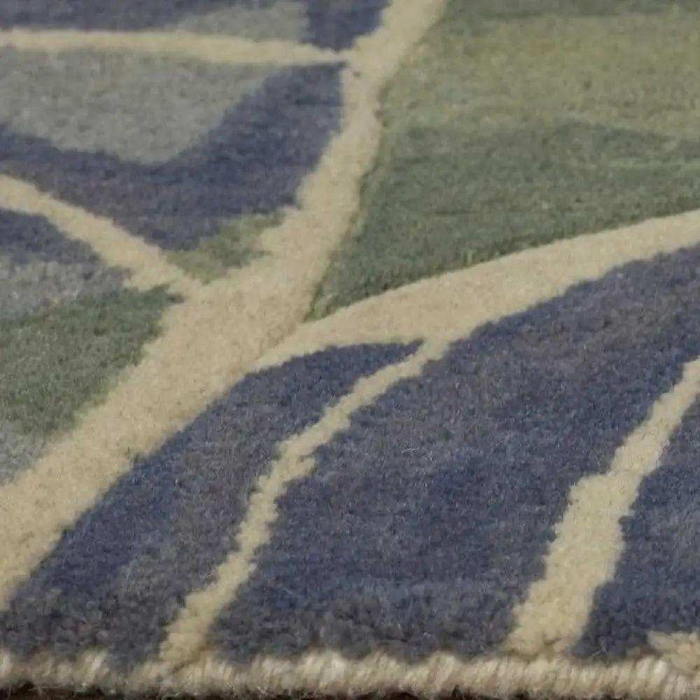 3' X 5' Blue Or Green Tropical Leaves Wool Indoor Area Rug - Homeroots - Flyclothing LLC