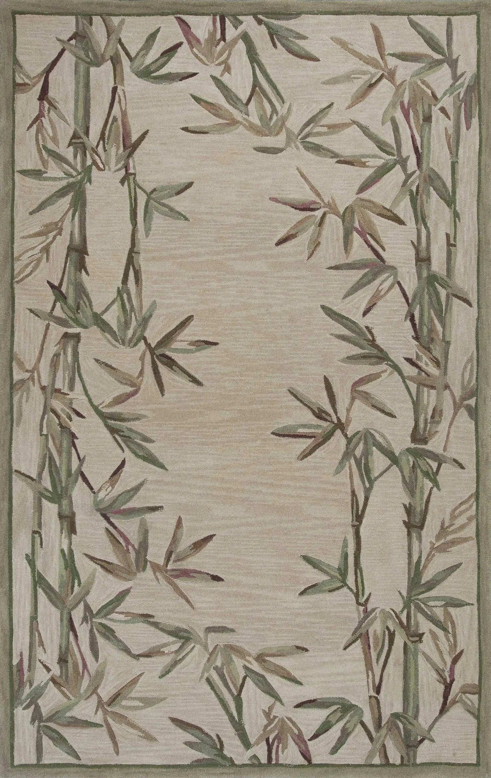3' X 5' Ivory Bamboo Bordered Wool Indoor Area Rug - Homeroots - Flyclothing LLC