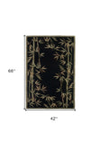 4' X 6' Black Hand Tufted Bordered Bamboo Indoor Area Rug - Homeroots - Flyclothing LLC