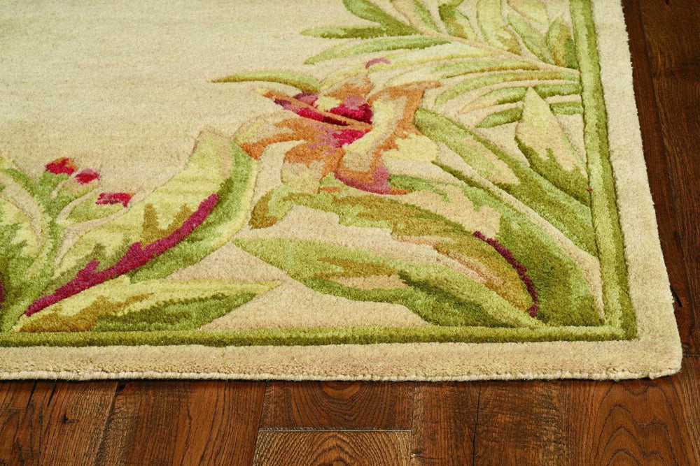 4' X 6' Ivory Hand Tufted Bordered Tropical Plant Indoor Area Rug - Homeroots - Flyclothing LLC